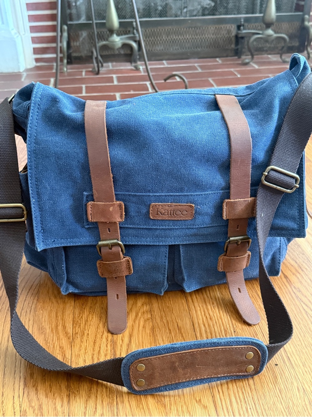 Kattee blue military canvas messenger bag